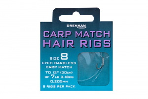 Drennan Carp Match Barbless Hair Rig Hooks To Nylon