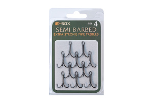 Drennan E-SOX Extra Strong Semi Barbed Pike Treble Hooks