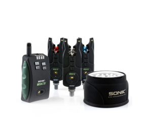 Sonik SKS 3 Rod Remote Bite Alarm & Bivvy Lamp Set