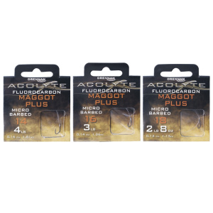 Drennan Acolyte Maggot Plus Hooks To 12" Fluorocarbon Hook Lengths