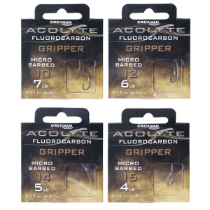 Drennan Acolyte Gripper Hooks To 12" Fluorocarbon Hook Lengths