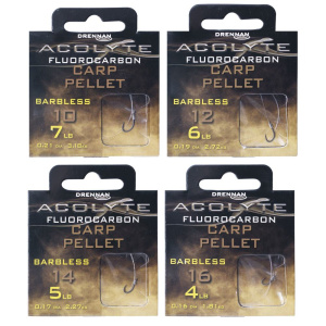 Drennan Acolyte Carp Pellet Hooks To 12" Fluorocarbon Hook Lengths