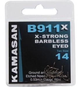 Kamasan B911 X-Strong Barbless Eyed Hooks