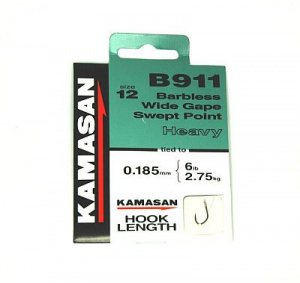 Kamasan B911 Heavy Barbless Hooks to Nylon