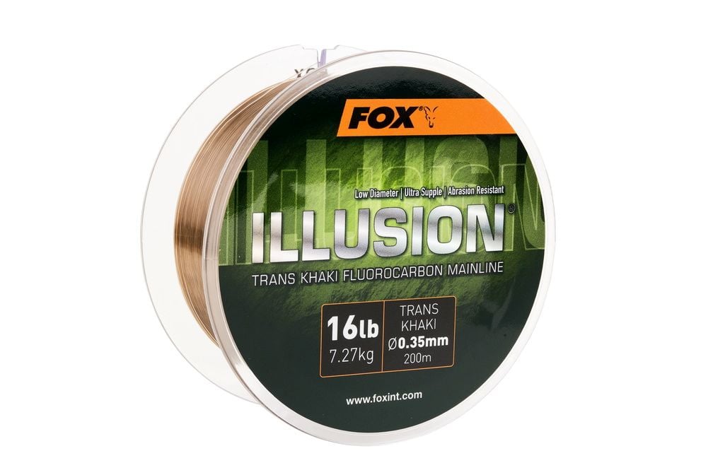 Fox Illusion Fluorocarbon Mainline Trans Khaki *All Sizes* NEW Carp Fishing 